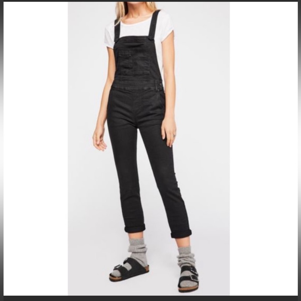 Free People Washed Denim Overalls 25